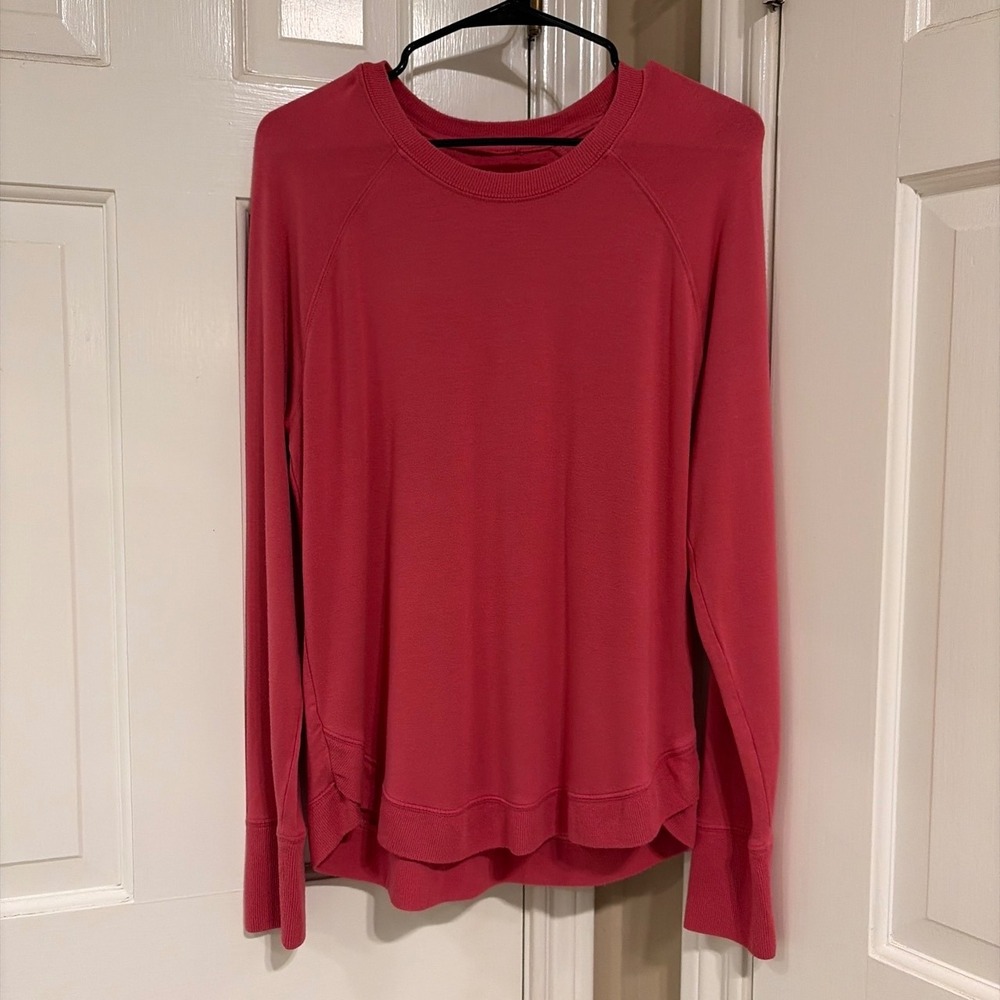 Athleta Mindset Sweatshirt Pink Modal Blend Pullover Crew Neck Raglan Medium